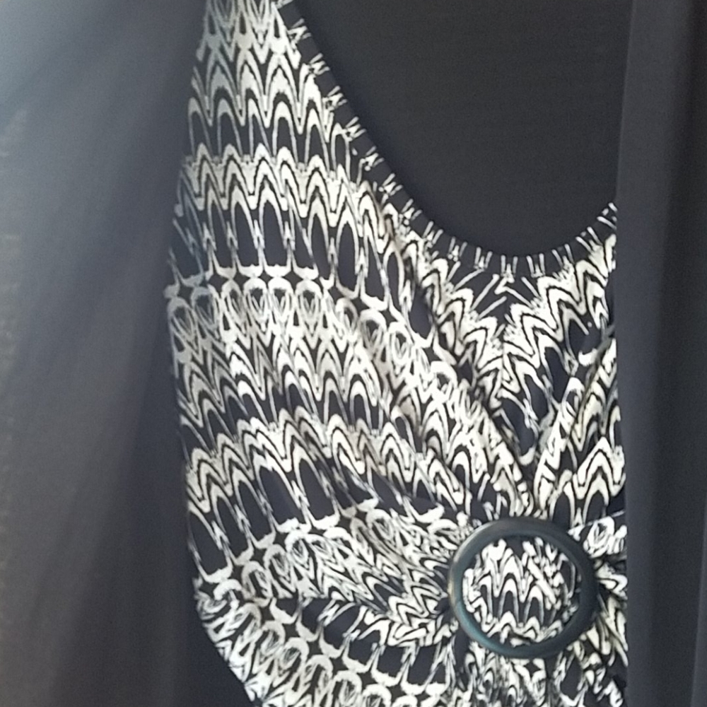 Simply French hi-low Blouse Cardigan Black & White - Picture 6 of 7